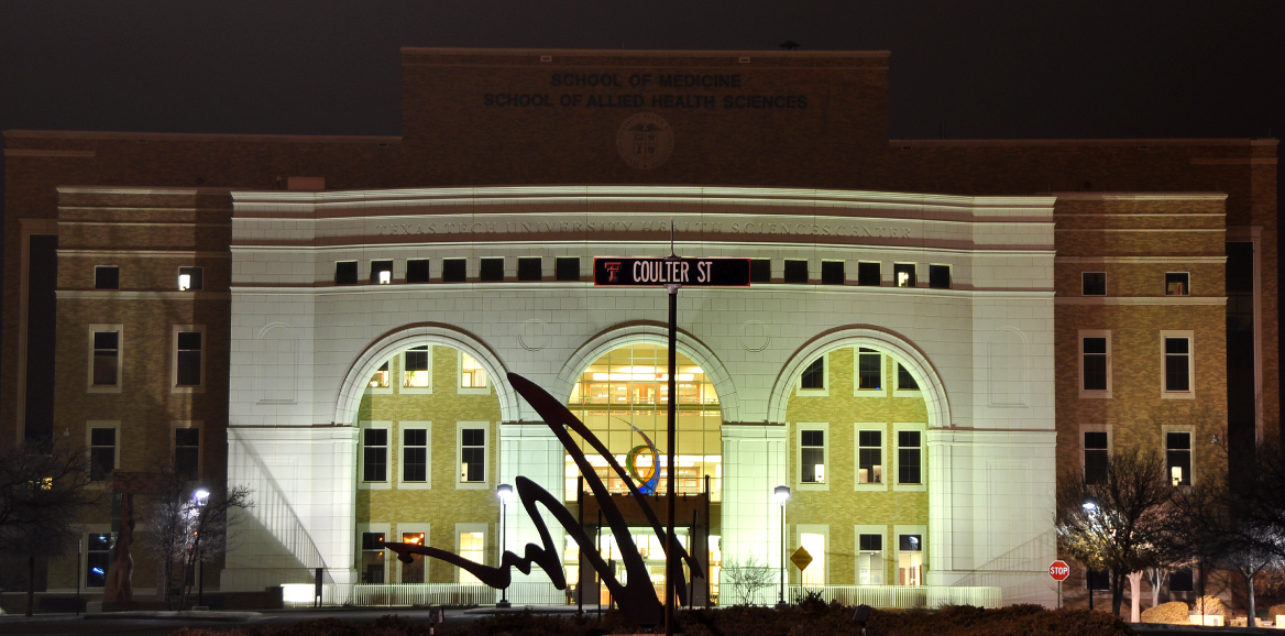 Amarillo campus at night.