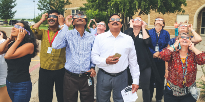 TTUHSC faculty and staff view the solar eclipse.