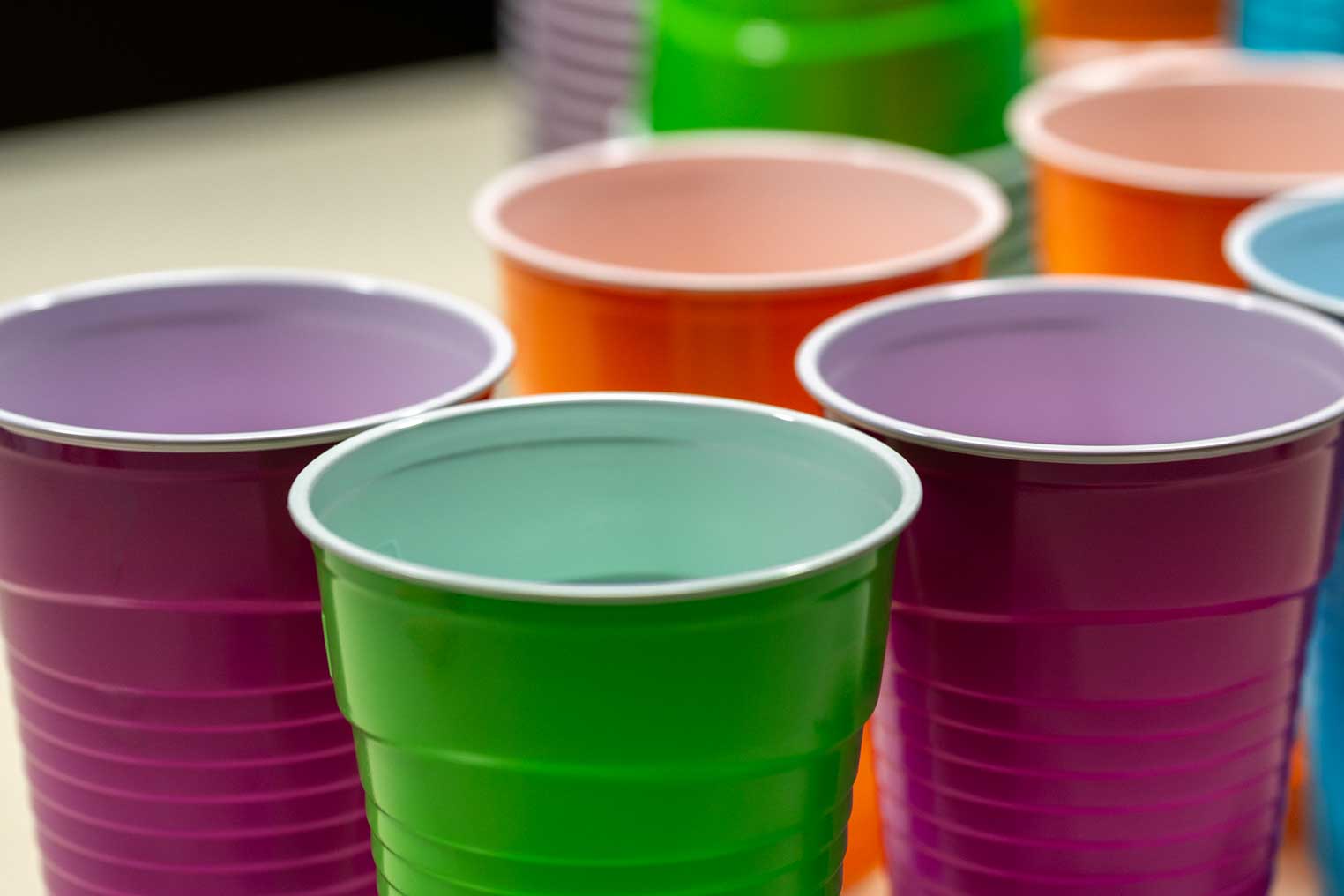 cups on a table
