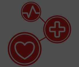 Bubbles with a heart, first aid sign, and EKG icon