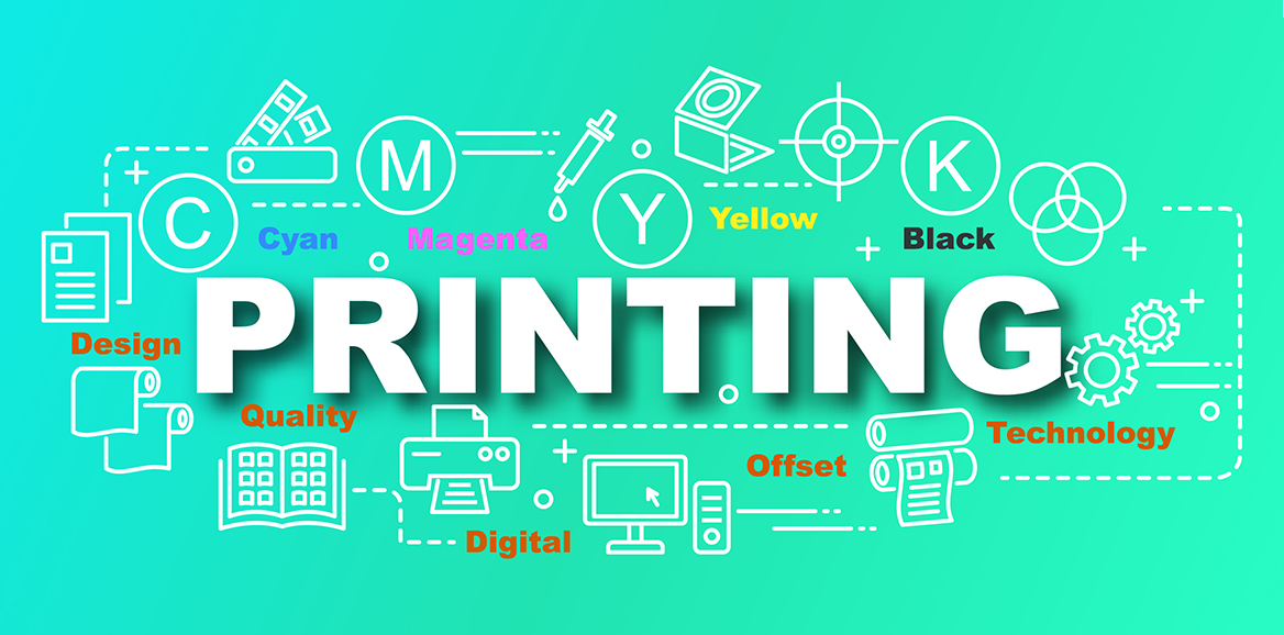 Graphic of printing process from design through production