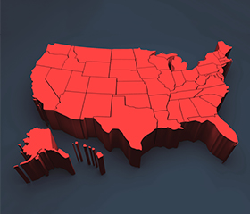 3D illustration of the United States of America
