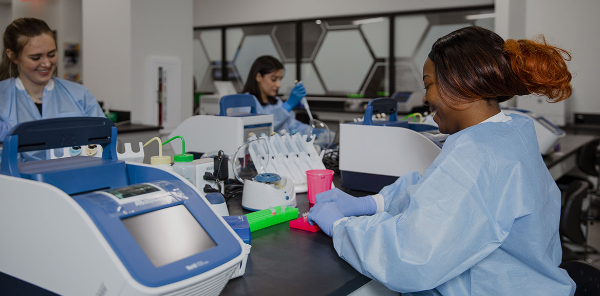 Students working during lab