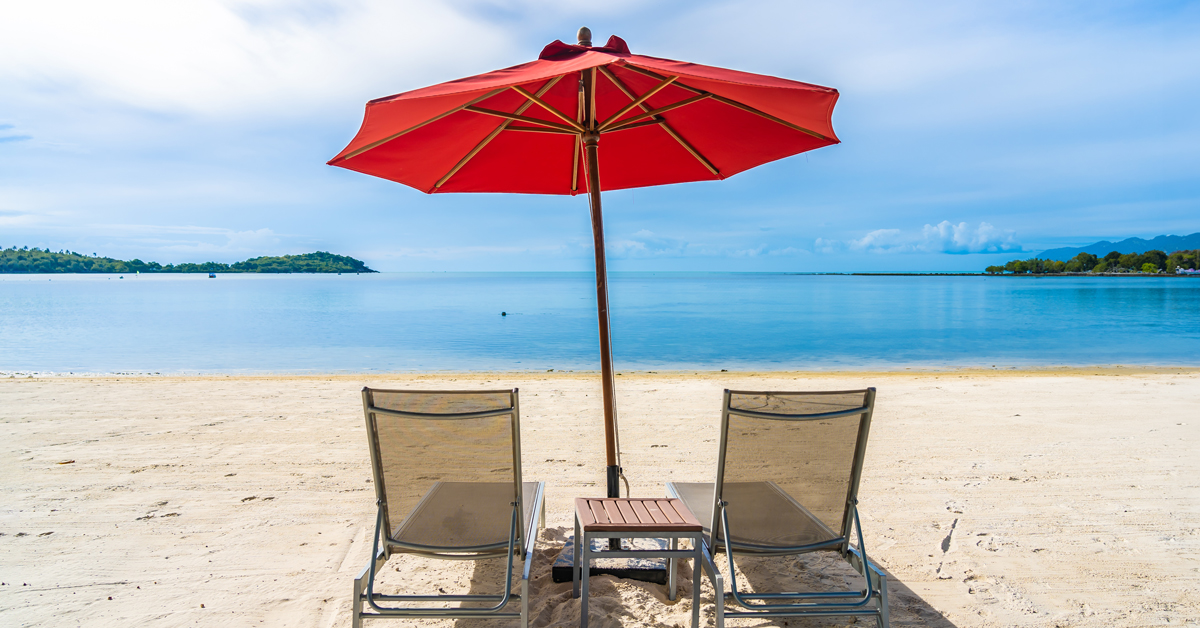 red beach umbrella