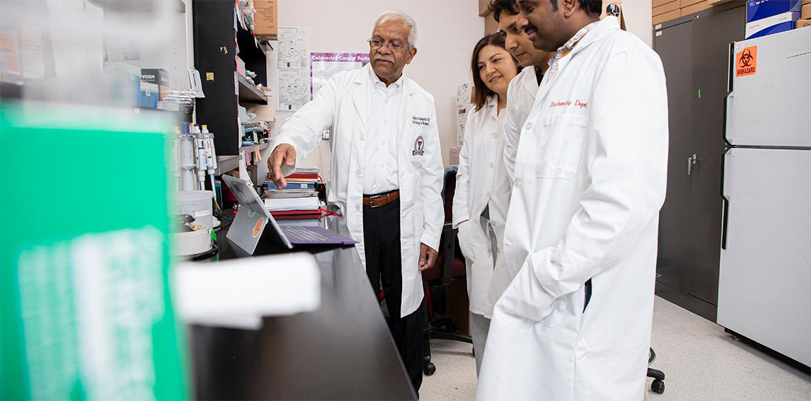 biomedical sciences students in lab