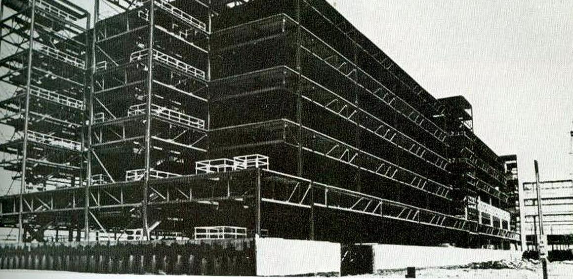 Early views of construction of Texas Tech University Health Sciences Center Main Building — 1974