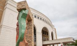 TTUHSC Amarillo building sculpture green brick