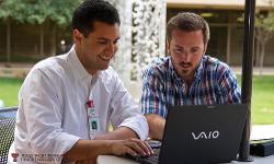 TTUHSC students reviewing materials on a laptop