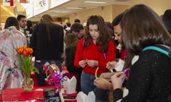 Current TTUHSC students at an on-campus event during Valentines.