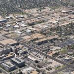 Campus aerial view, looking southwest (August 2017)