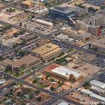Campus aerial view, looking northeast (June 2018)