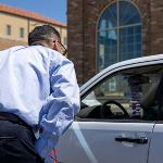 Speaking to a participant in their car