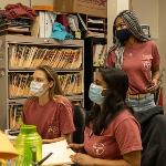 Free clinic students at check-in station