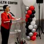 TTUHSC School of Nursing Dean Holly Wei speaks at Combest Central ribbon cutting