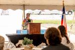 TTUHSC President Lori Rice-Spearman speaking at Burton Container Clinic Open House