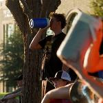 Goin' Band member drinking water