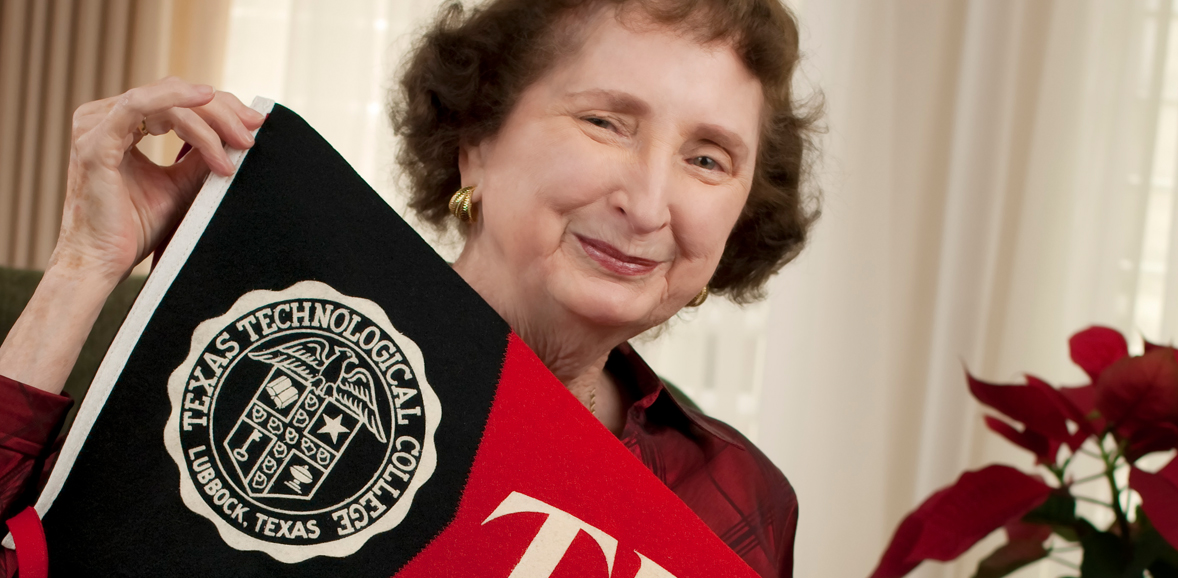 Jean Stockton and her TTU flag