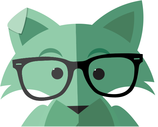 Green fox wearing glasses