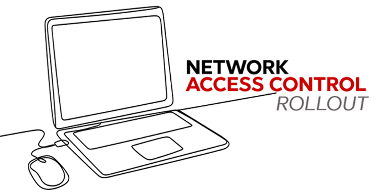 Single line drawing of at laptop and mouse, with the text Network Access Control