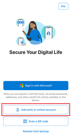 Add work or school account