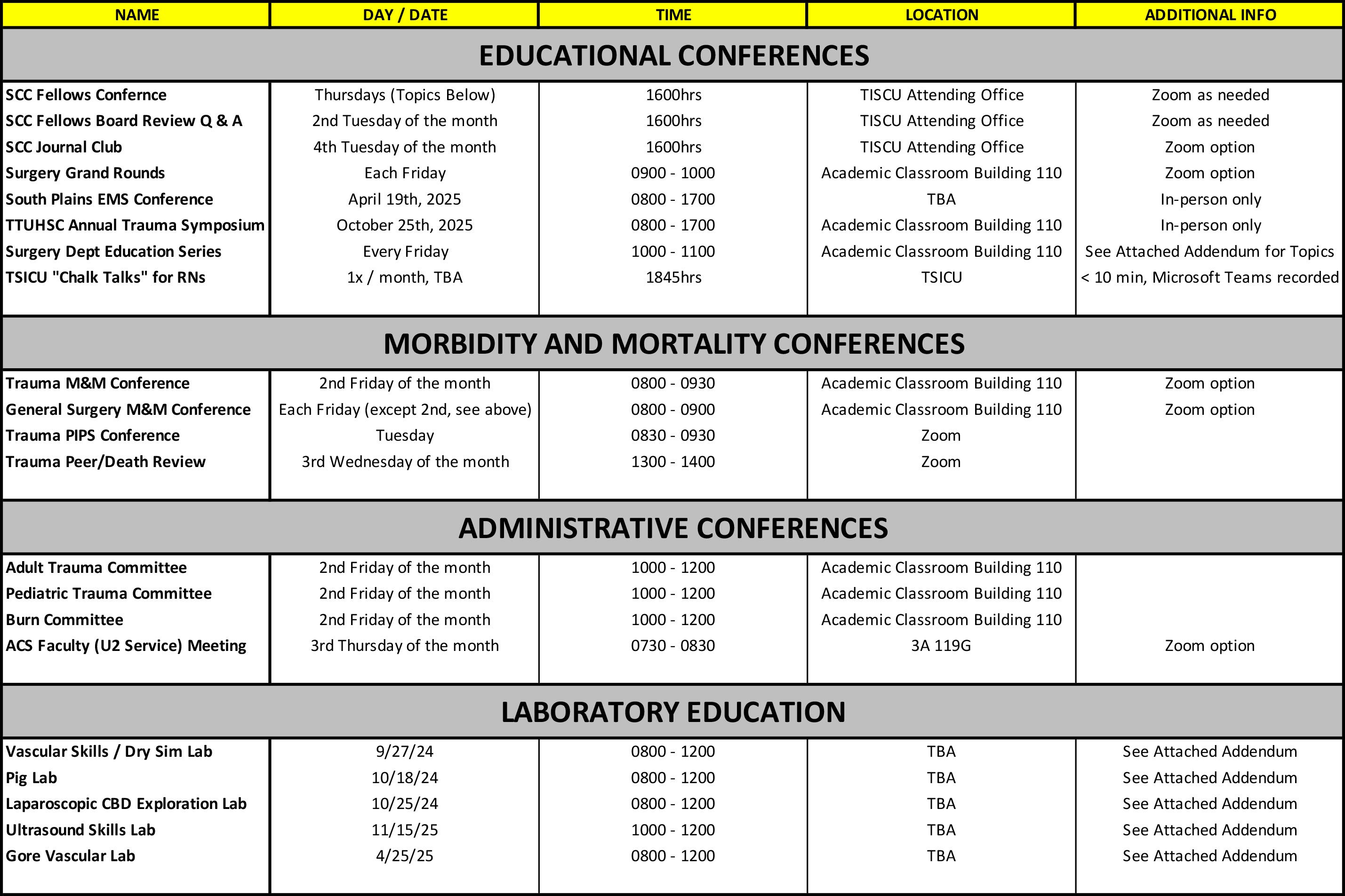 Fellows Education Schedule AY 24-25