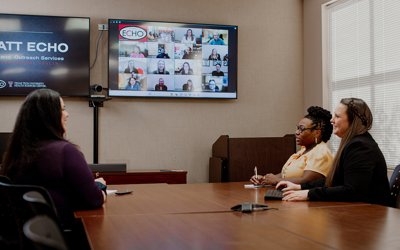 people attending a zoom meeting, showing screen.