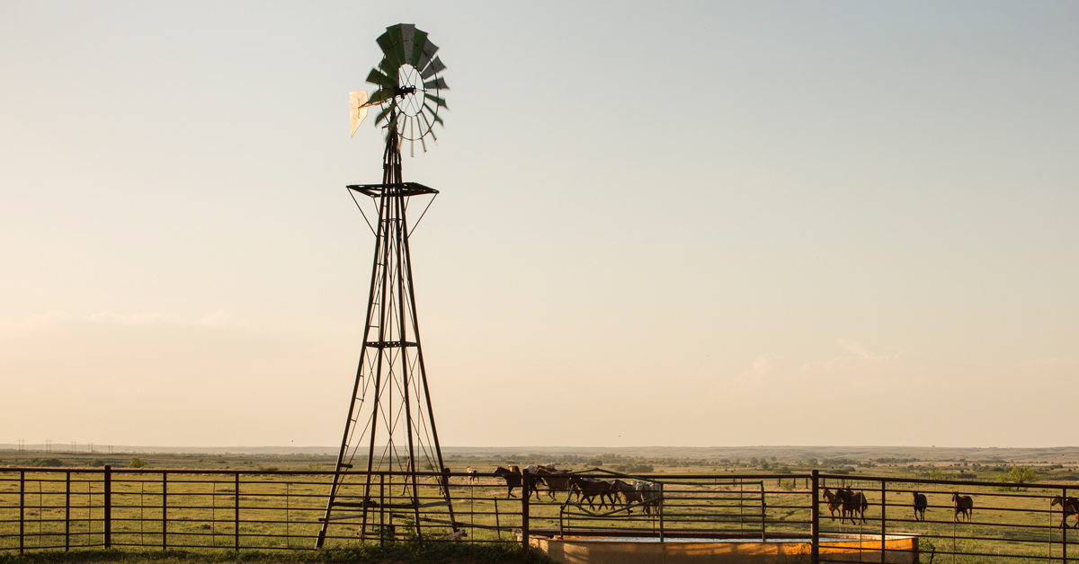 Ranch with windmill, rural lifestyle