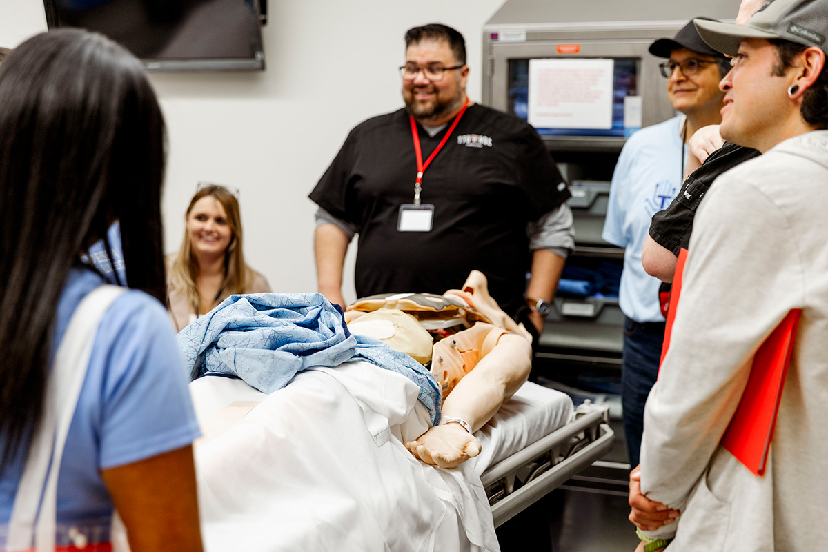 People standing in simulation room