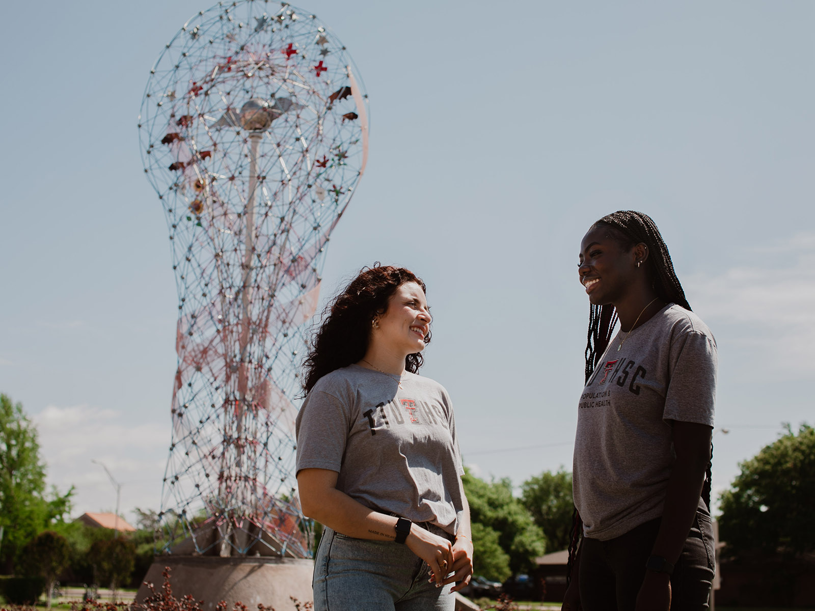 TTUHSC Abilene Students with Public Art in background