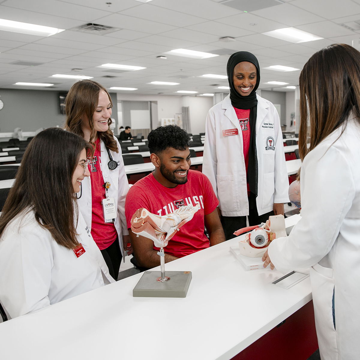 TTUHSC Permian Basin Physician Assistant students standing together in a classroom