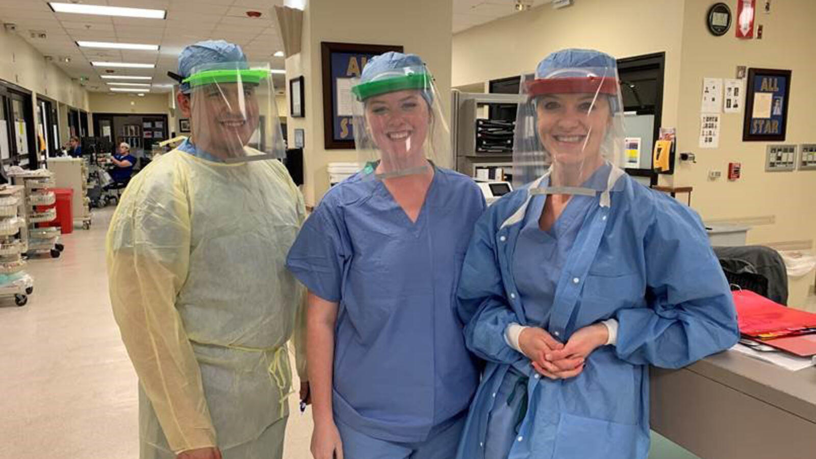 The first batch of face shields was delivered to health care workers at University Medical Center late last week.