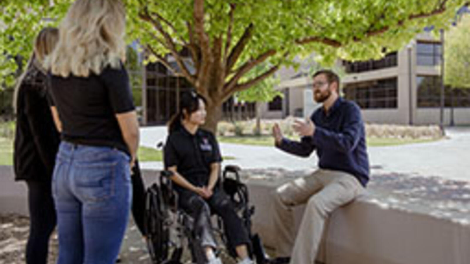 occupational therapist and patient outside