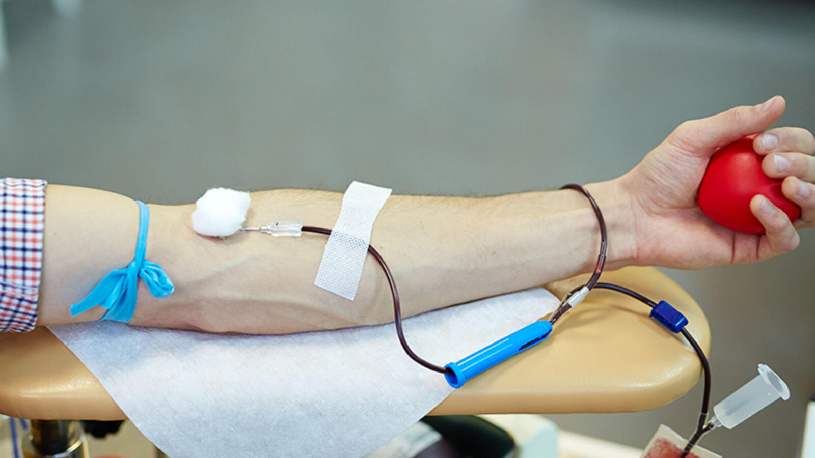 arm donating blood