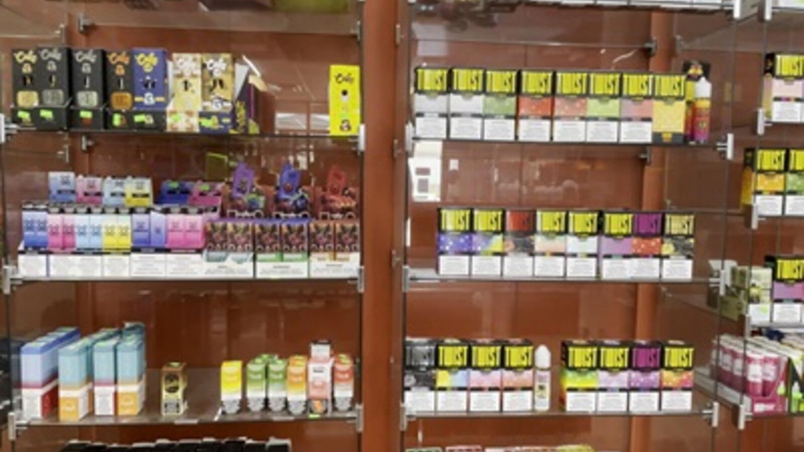 shelf of delta 8 products