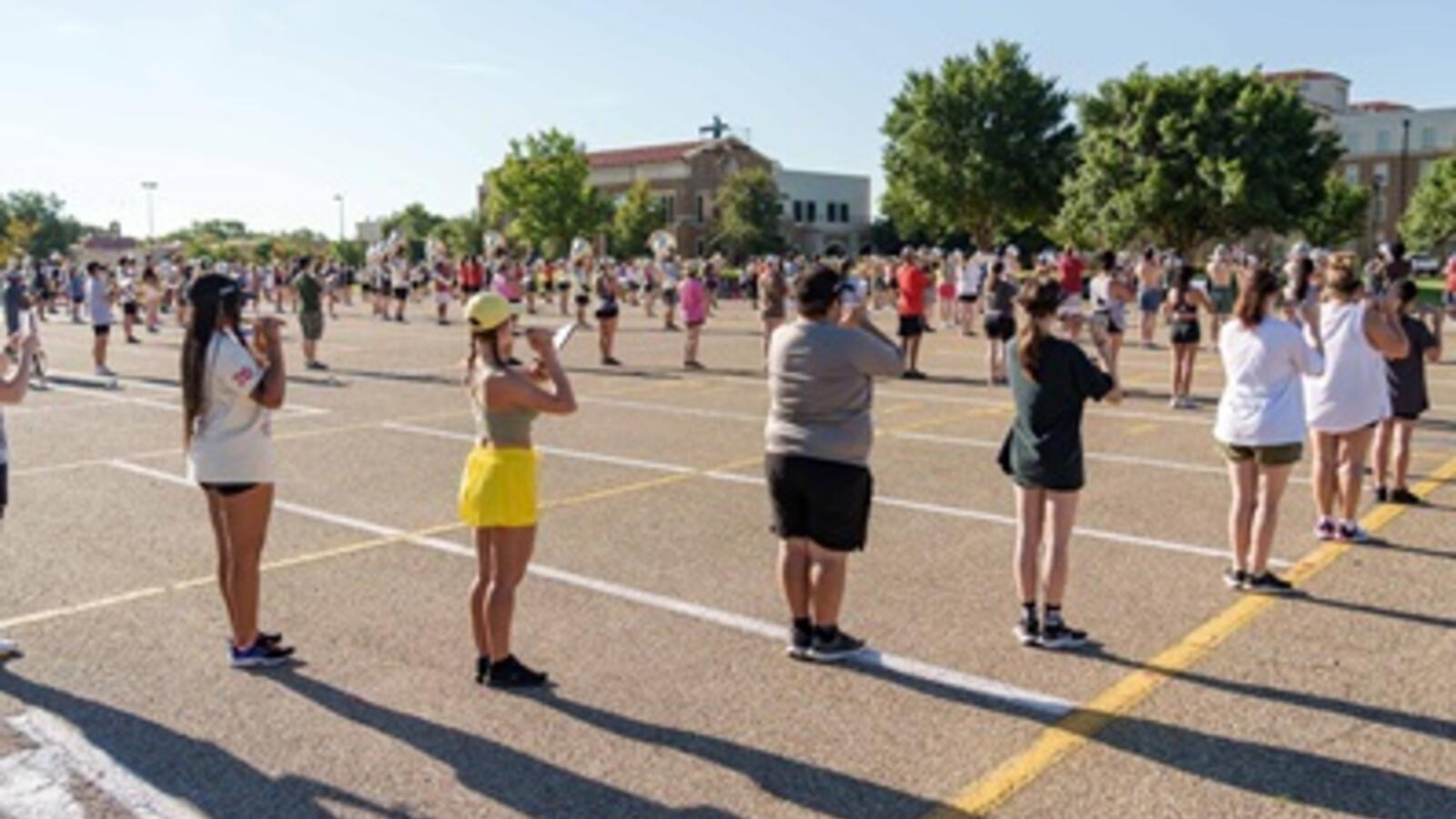 TTU Goin' Band at rehearsals outdoors