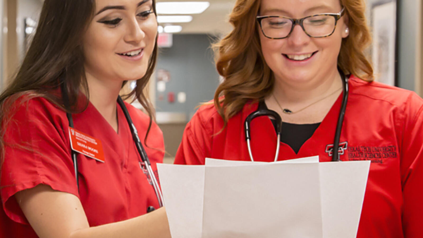 Nursing students working together
