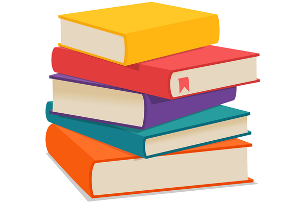 A stack of colorful books.
