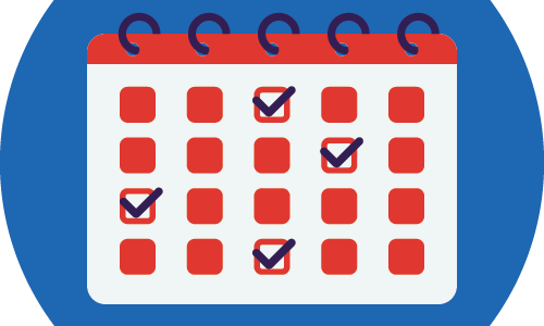 Calendar with several dates marked with checkmarks.