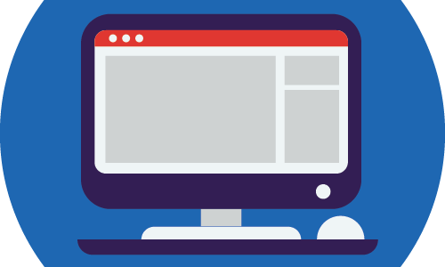 Desktop computer displaying a webpage icon.