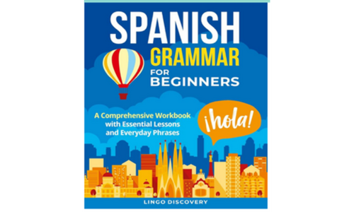 Book cover for Spanish Grammar for Beginners by Lingo Discovery.