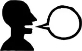 A black silhouette talking.