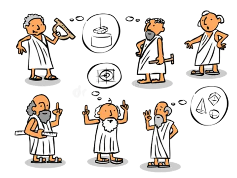 A group of men in white attire having thoughts.
