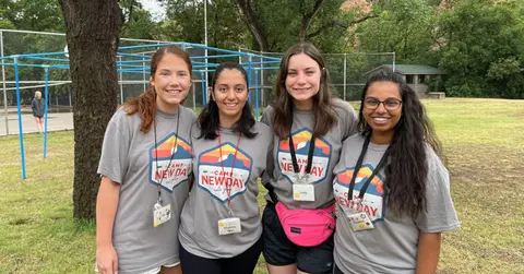 School of Pharmacy students volunteer as counselors at Camp New Day for children with type 1 diabetes.