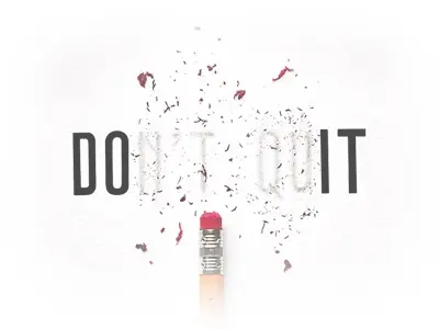 Originally "Don't Quit", pencil erasing "N'T QU” to reveal “DO IT"