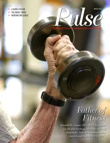 Winter 2026 cover of Pulse magazine featuring Kenneth H. Cooper lifting a dumbbell.