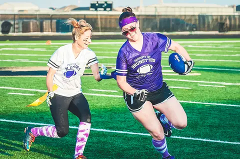 RivALZ Blondes vs. Brunettes charity flag football game