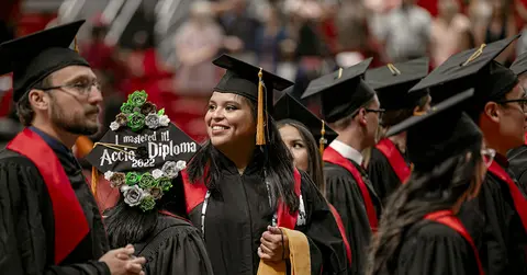 graduating students in caps and gowns