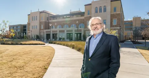 John Pelley, Ph.D., in front of the TTUHSC campus