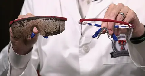 goggles burned from fireworks