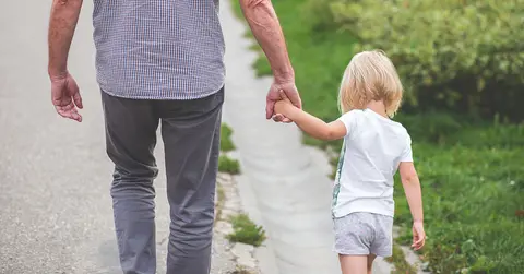 Man and child on a walk
